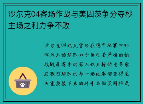 沙尔克04客场作战与美因茨争分夺秒主场之利力争不败